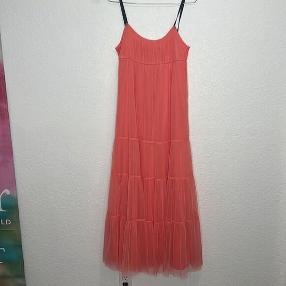 NWT Maeve Anthropologie Tulle MIDI Dress Coral Small - Picture 2 of 14